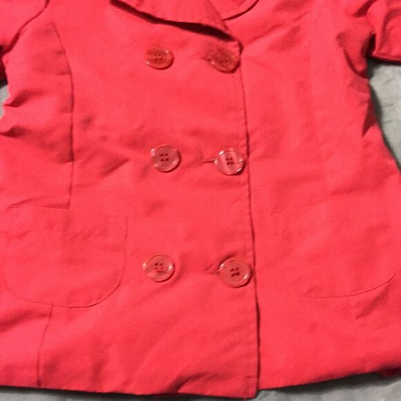 Baby Girl Red Trench Style Jacket 24 Months Flannel Lined Spring Summer - Picture 5 of 11